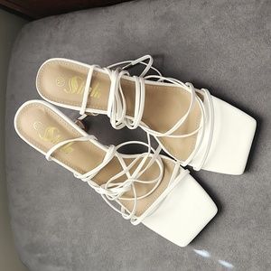SHEIN White Strappy Heels